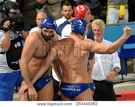Budapest, Hungary - Jul 27, 2017. Happy Hungarian Team (gerendas Gyorgy, Manhercz Krisztian 3, Mezei
