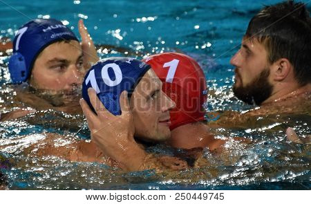 Budapest, Hungary - Jul 27, 2017. Happy Hungarian Team (nagy Viktor 1, Varga Denes 10, Mezei Tamas 1