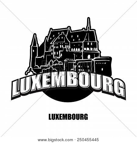 Luxembourg Black And White Logo For High Quality Prints. Hand Drawn Vector Sketch.