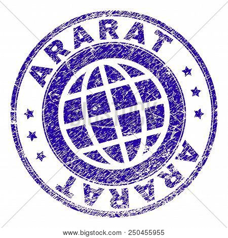 Ararat Stamp Imprint With Grunge Texture. Blue Vector Rubber Seal Imprint Of Ararat Tag With Grunge 