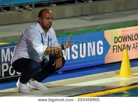 Budapest, Hungary - Jul 29, 2017. Ivica Tucak, Head Coach Of Croatia In The Final. Fina Waterpolo Wo