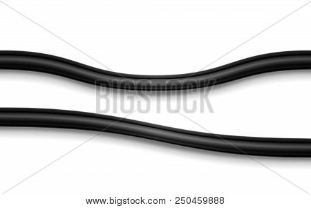 Flexible Electrical Or Network Wire Isolated On White Background. Curved Power Cable. Close-up Of 3D