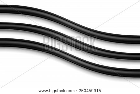 Flexible Electrical Or Network Wire Isolated On White Background. Curved Power Cable. Close-up Of 3D