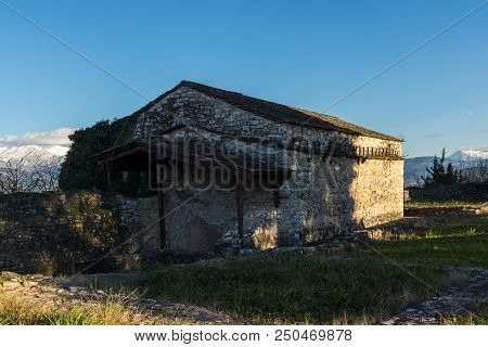Ioannina, Greece - December 27, 2014: Amazing Sunset View Of Castle Of Ioannina, Epirus, Greece