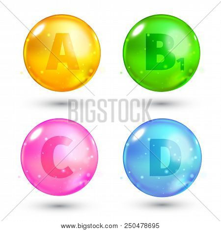 Vitamin. High Quality Gold Oil Capsule. Vector Illustration For Your Design.