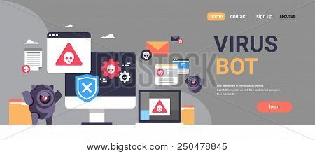 Virus Bot Robot Hacker Danger Piracy Error Background Pirate Attack Artificial Intelligence Concept 
