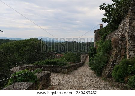 Grignan, France - July 16, 2018: Photography Showing A The Village Of Grignan And Its Surrounding Ar
