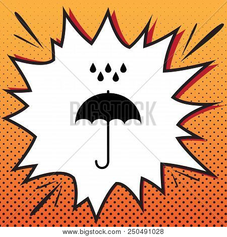 Umbrella With Water Drops. Rain Protection Symbol. Flat Design Style. Vector. Comics Style Icon On P