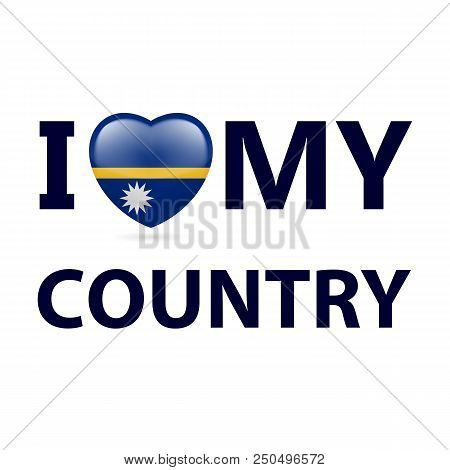 Heart With Nauruan Flag Colors. I Love My Country - Nauru
