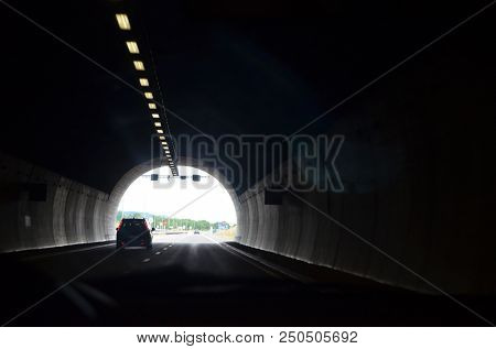 View the road tunnel . June 22. 2018. Ostfold Region, Norway