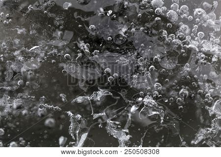 Macro Photo Of Glacier Ice With Gas Inclusions