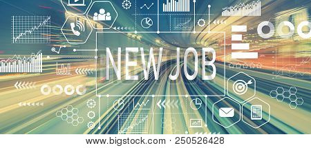 New Job With Abstract High Speed Technology Pov Motion Blurred Image