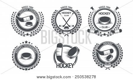Set Hockey Icon. Old Style Logo. Vector Eps 10