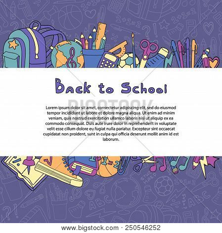 Back To School Hand Drawimng Set Of Study Supplies