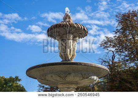 Cherubs On The Artichoke Fountain, In Retiro Park, Madrid, Spain. It Was Built In 1781, By The Archi