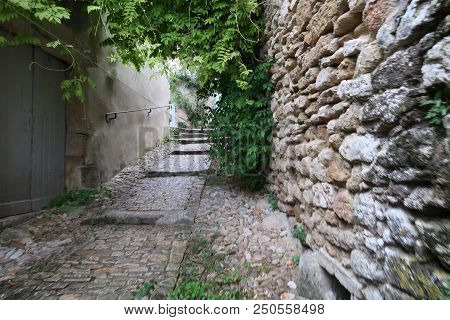 Grignan, France - July 16, 2018: Photography Showing Some Street And Buildings. The Photography Was 