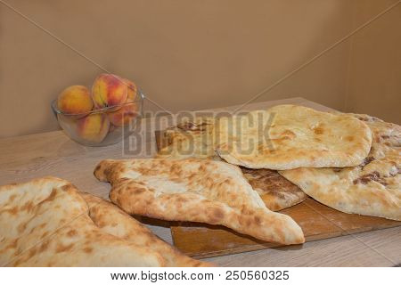 Traditional Georgian Cuisine - Cutting Bean Filled Pie (lobiani), Georgian Bean, Flatbread Pie Lobia