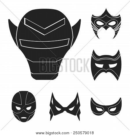 Carnival Mask Black Icons In Set Collection For Design.mask On The Eyes And Face Vector Symbol Stock
