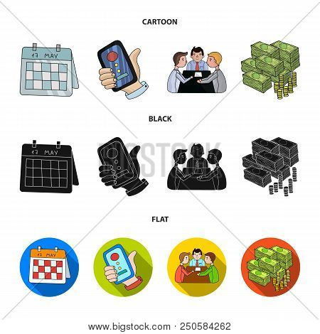 Calendar, Telephone Conference, Agreement, Cash.business-conference And Negotiations Set Collection 