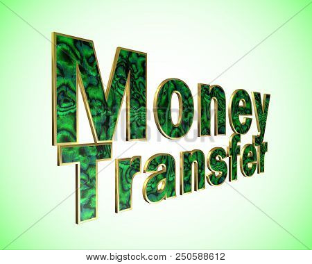 Money Transfer Lettering  - 3d Metallic Word Illustration