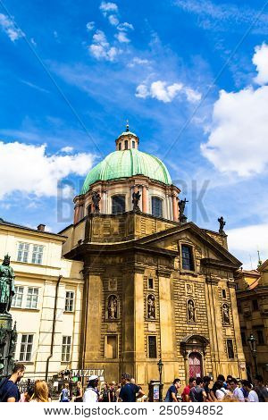 Prague, Czech Republic -july 23,2017: St. Nicholas Church In The Quarter Of Mala Strana In Prague In