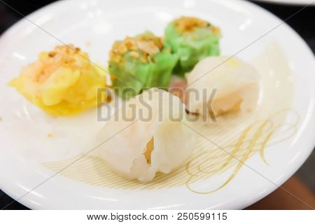 Chinese Yumcha Dimsum Set On White Dish .