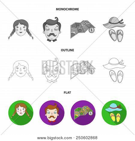 Travel, Vacation, Camping, Map .family Holiday Set Collection Icons In Flat, Outline, Monochrome Sty
