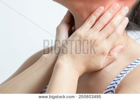 Young Women Neck And Shoulder Pain Injury, Healthcare And Medical Concept