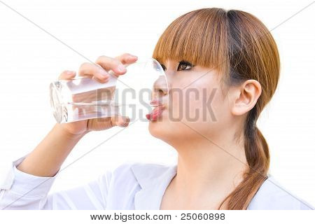 Business Woman Drinking Water