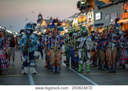 Ocean City, Nj - June 10, 2018: View Of The Avalon String Band Performs On The Ocean City Nj Boardwa