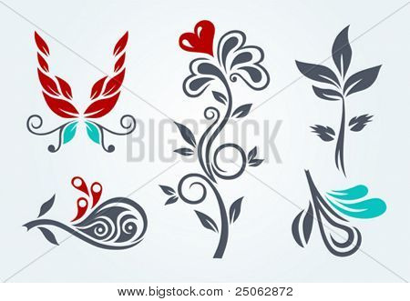 elementi floreali vettoriali per il design