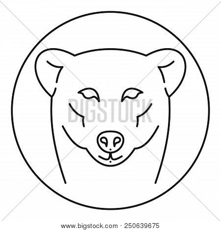 Female Polar Bear Logo. Outline Illustration Of Female Polar Bear Vector Logo For Web Design Isolate