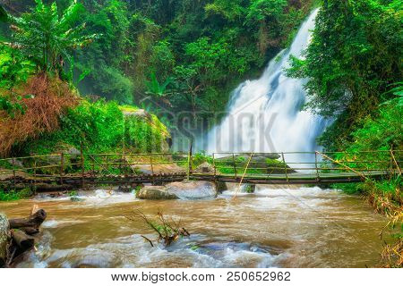 Pha Dok Seaw Waterfall In Mae Klang Luang Village At Chiang Mai,thailand