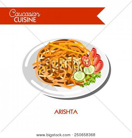 Arishta noodle Caucasian cuisine  flat icon