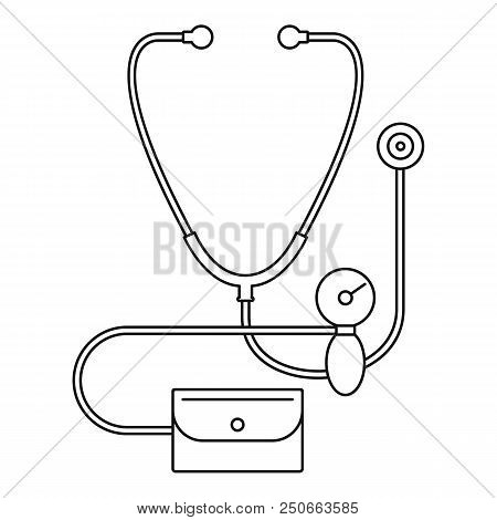 Stethoscope Blood Presure Icon. Outline Illustration Of Stethoscope Blood Presure Vector Icon For We