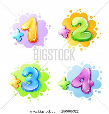 Cartoon Kids Age Limit Sign Set. Children Restriction Stamps, Adhesive Stickers For Movie, Game, App