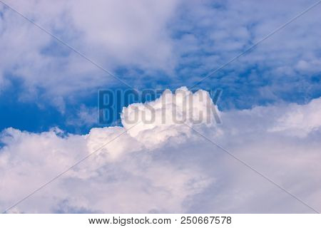 Blue Sky And Big White Clouds Background.