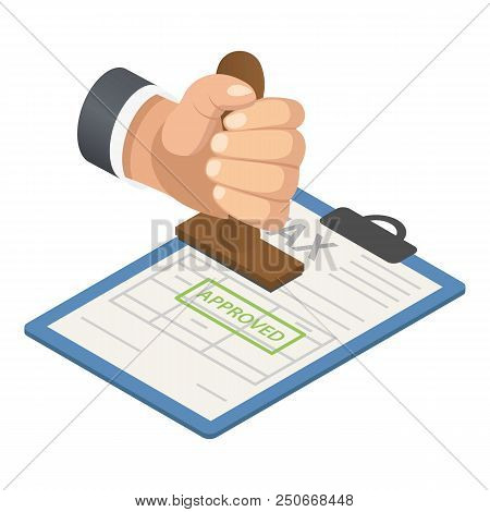 Tax Approved Icon. Isometric Of Tax Approved Vector Icon For Web Design Isolated On White Background