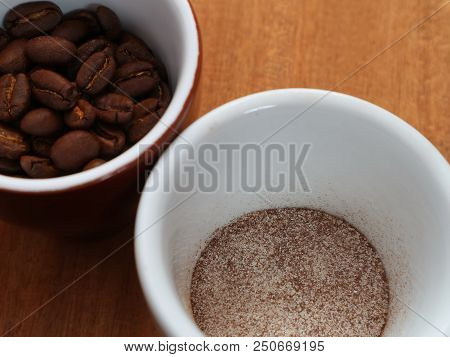 Coffee Is Soluble And In Beans In A Cup. Coffee In A Cup Without Water. Just Add Water.