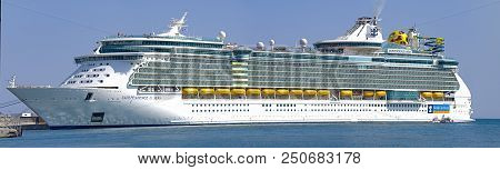 Malaga, Spain - June 26, 2018. Royal Caribbean Independence Of The Seas Cruise Ship Docked At The Po