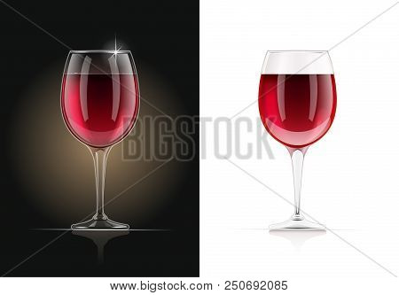 Red Wine Glass. Alcohol And Drink Beverage. Eps10 Vector Illustration.