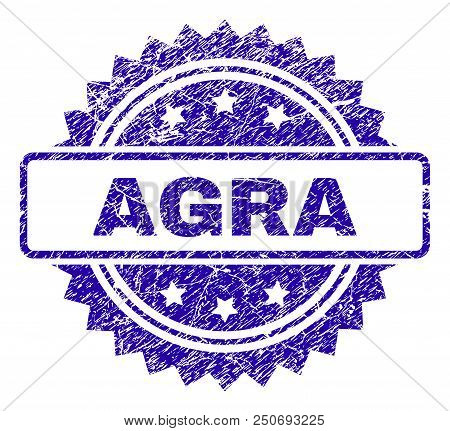 Agra Stamp Watermark With Dirty Style. Blue Vector Rubber Seal Print Of Agra Text With Dirty Texture