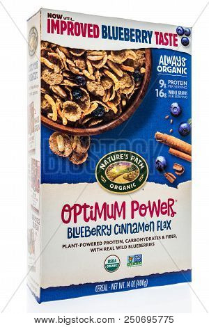 Winneconne, Wi - 21 July 2018 -  A Box Of Natures Path Organic Cereal On An Isolated Background.