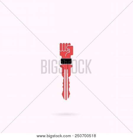 Creative Key Sign With Hand Symbol.key Of Success.concept Of Ideas Inspiration,innovation,invention,