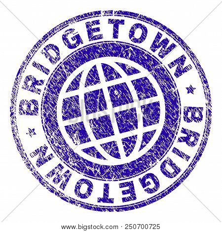 Bridgetown Stamp Print With Grunge Texture. Blue Vector Rubber Seal Imprint Of Bridgetown Label With