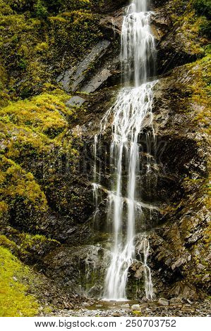 Bridal Falls In Valdez, Alaska, Us, Watefalls In Town Of Valdez, Wetland