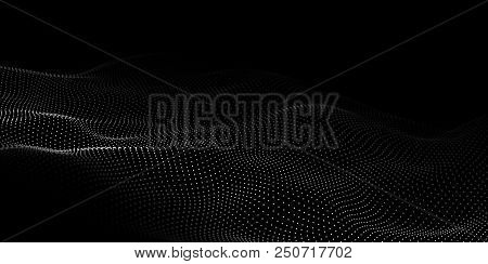 Wave Of Particles. Abstract Background With A Dynamic Wave. Big Data. Vector Illustration.
