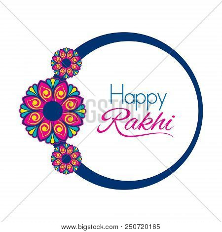 Decorative Greeting Card Of Rakhi For Raksha Bandhan, Indian Festival For Brother And Sister Relatio
