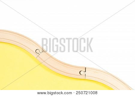 Toys Background. Wooden Curve Railways On Colorful Background.