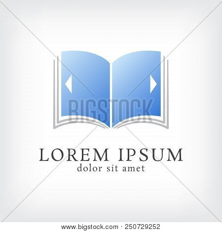 Ebook Vector Logo Design Template, Minimal Notebook With Botton, Education Abstract Sign, Vector Ill